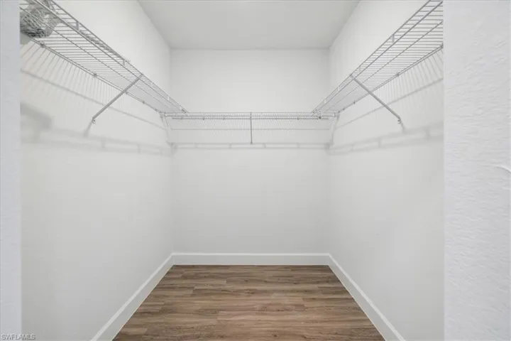 Spacious closet with hardwood / wood-style flooring
