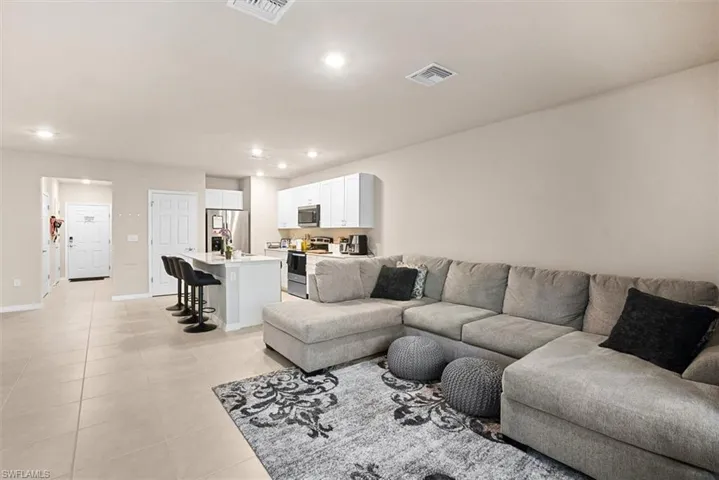 View of tiled living room