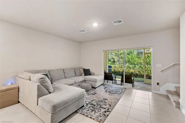 View of tiled living room