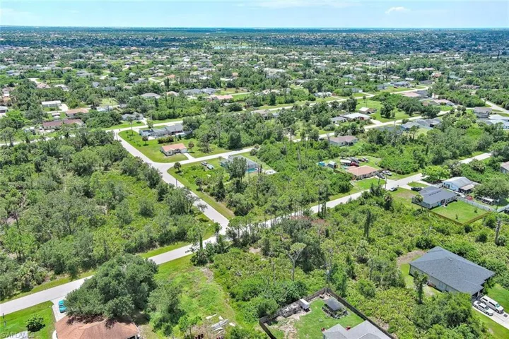 Drone / aerial view of a tree filled landscape