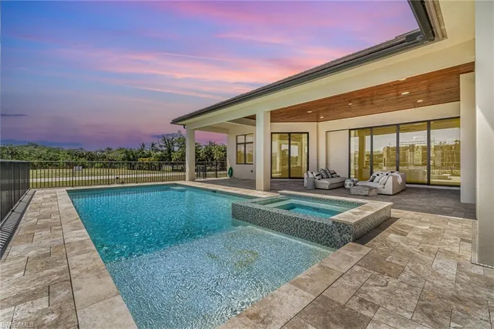 Pool with spill over hottub