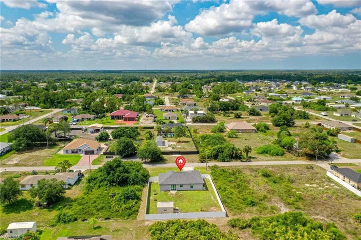 Aerial perspective of suburban area