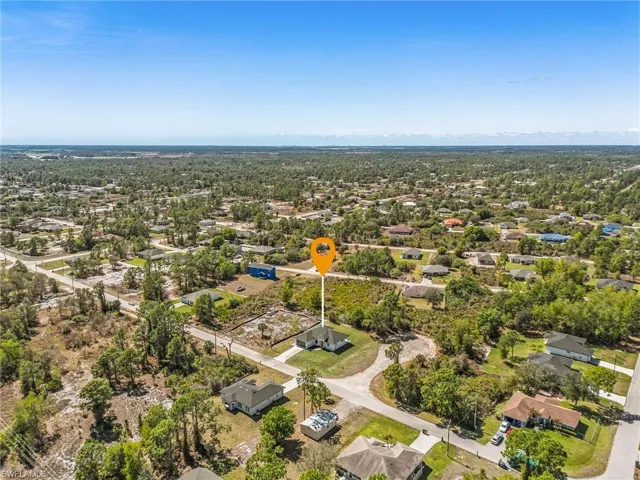 Aerial perspective of suburban area