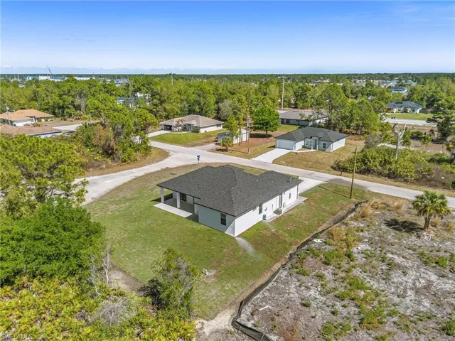 Aerial perspective of suburban area