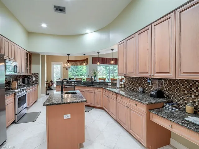 Wood cabinetry and island