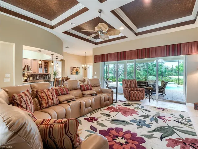 Large covered lanai beyond sliders