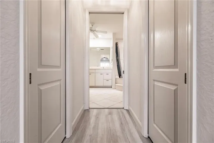 Hall with light wood-type flooring