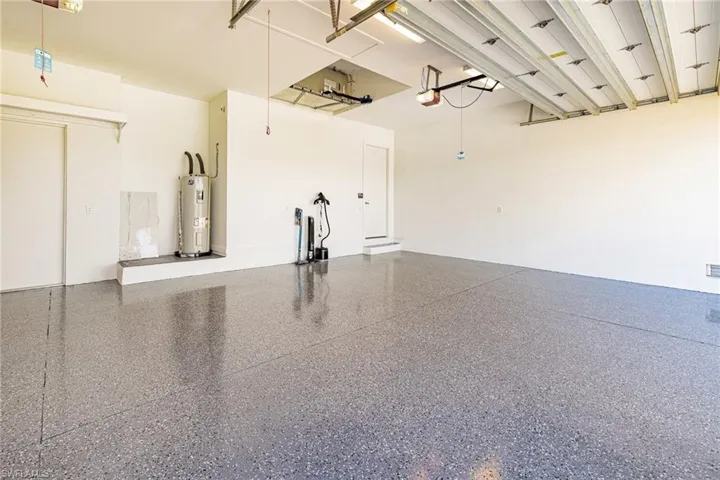 Garage with electric water heater