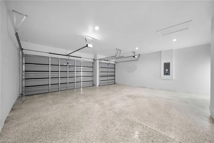 Garage featuring electric panel