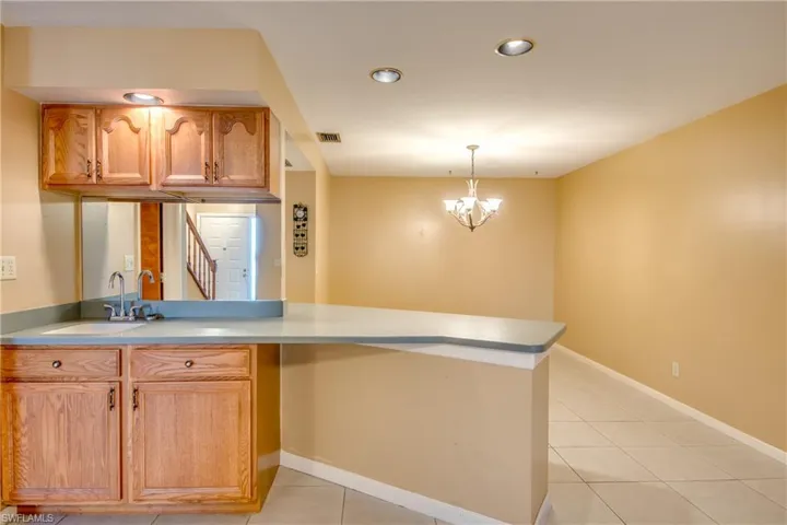 Wet Bar in Living Room looking into Dining Room