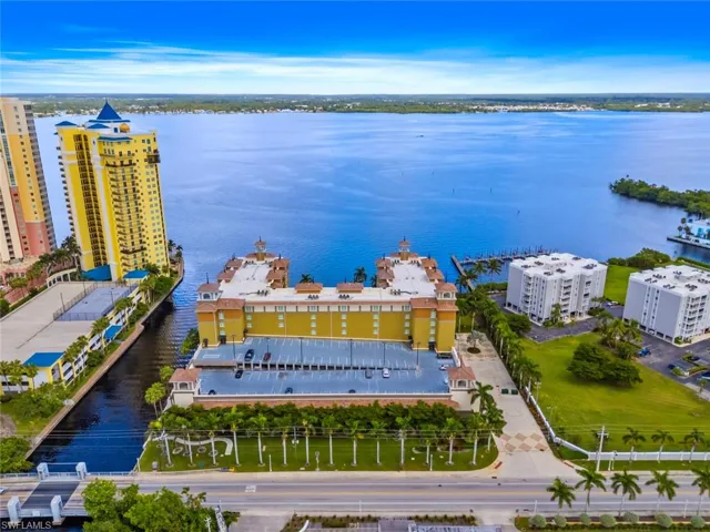 Bird's eye view of a nearby body of water
