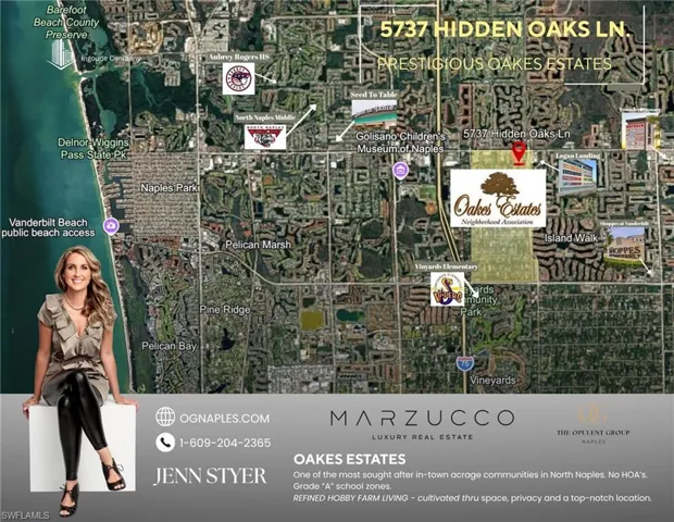 Points of interest proximity map demonstrating closeness of “Grade A” school zone labels to identify favorable conveniences within 5-15 minutes of the property.