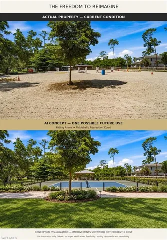 The custom horse Arena build out is fully irrigated with expansive dimensions of 125‘ x 150‘.ORBUILD OUT YOUR DREAM PICKLEBALL OR MINI GOLF AMENITIES!