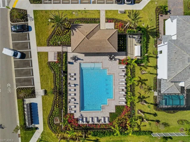 Aerial view of a pool
