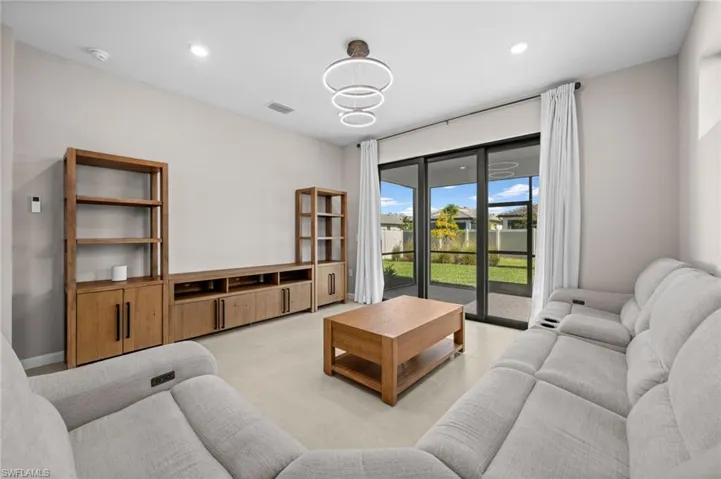 Living area with recessed lighting