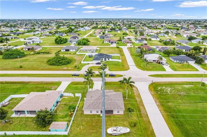 Aerial view of residential area