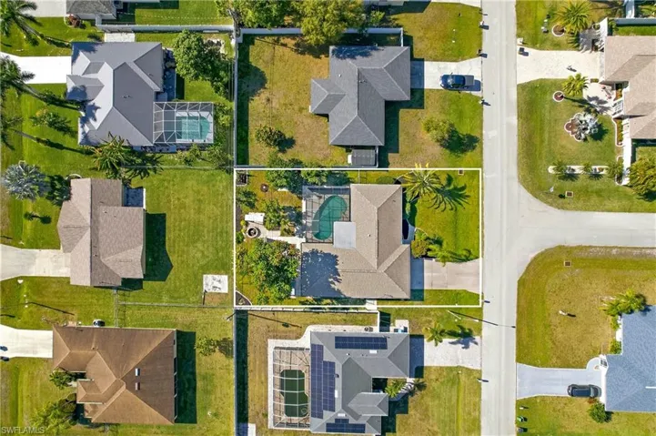 Aerial perspective of suburban area