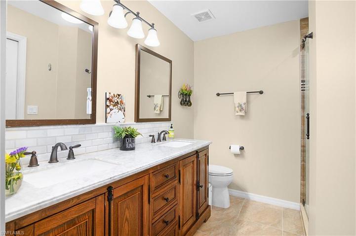 Primary bathroom with dual sinks