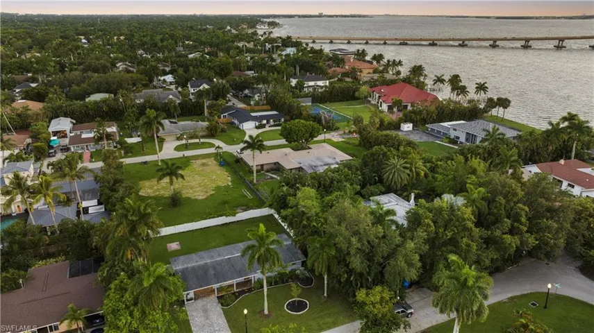 Aerial view at dusk with a water view