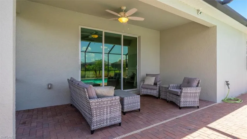 View of patio / terrace featuring ceiling fan