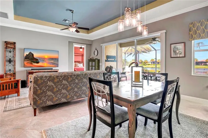 Dining room and a tray ceiling