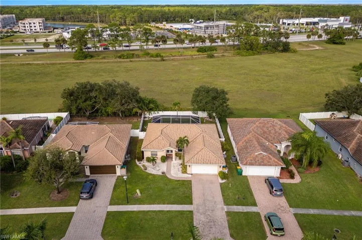 Aerial perspective of suburban area