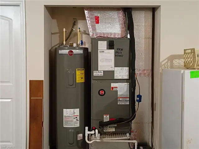 Utility room featuring electric water heater