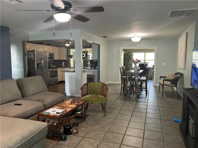 Open concept living, dining and kitchen