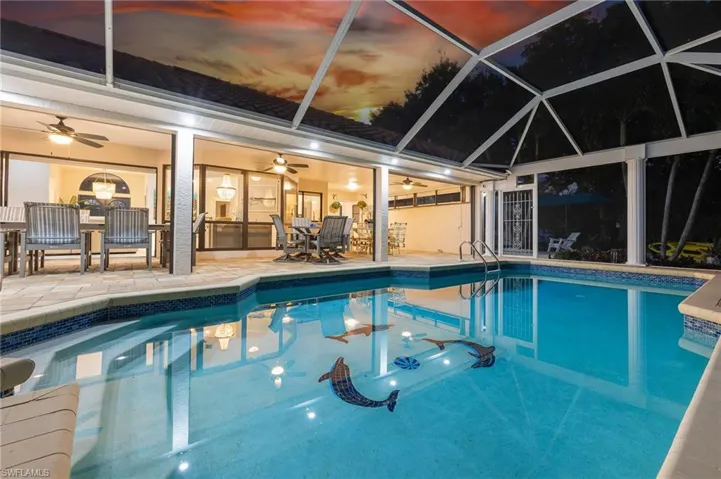 Swimming pool with a sunroom