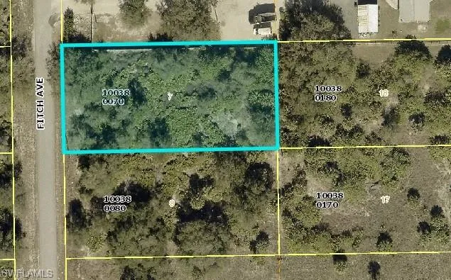 Aerial overview of property's location with property boundaries highlighted
