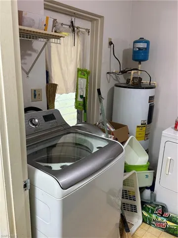 Washroom featuring washer / dryer and water heater