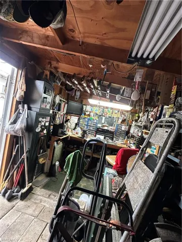 Garage with a workshop area