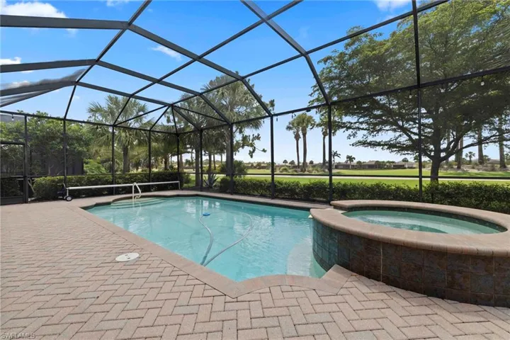 Pool and spa with golf course views