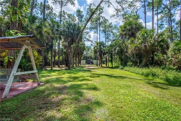 View of yard with a shed