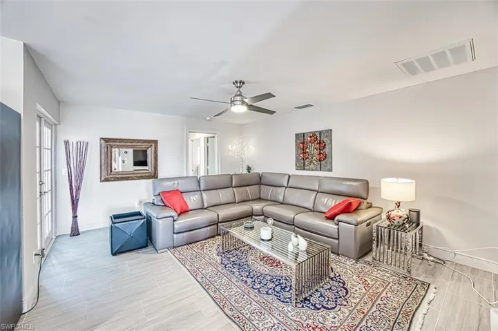 Living room with ceiling fan