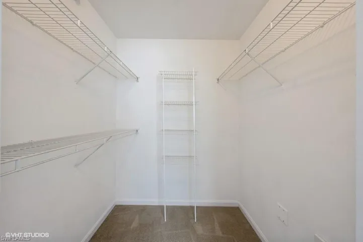 Spacious closet featuring carpet