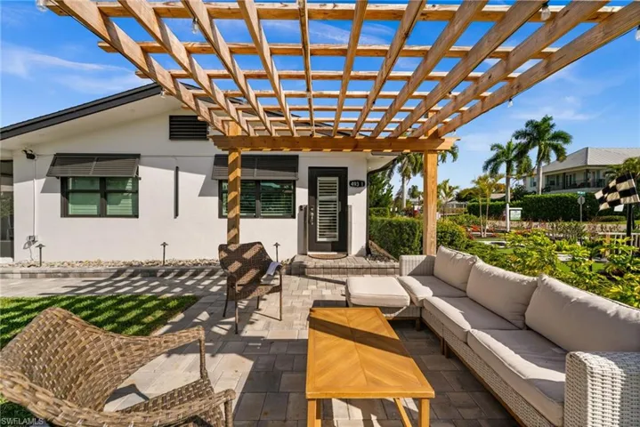 View of patio featuring a pergola