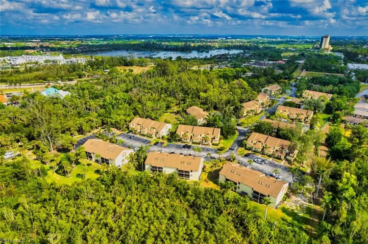 Bird's eye view of a nearby body of water