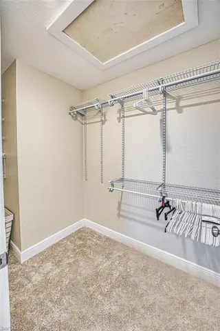 Spacious closet with carpet flooring