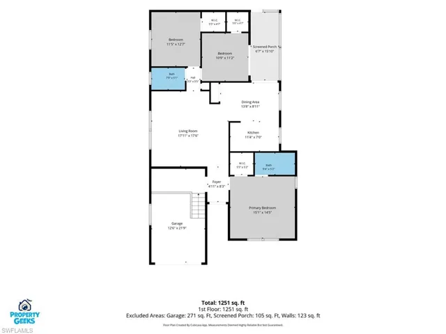 Floorplan created with CubiCasa, dimensions are approximate