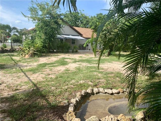 Looking from decorative pond back to house.