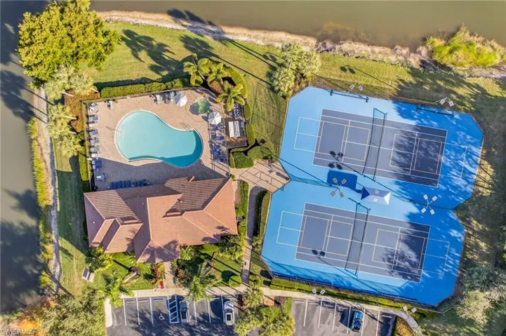 Aerial view of a pool area