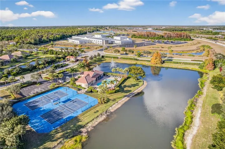 Drone / aerial view of a nearby body of water