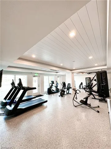 Workout area with recessed lighting