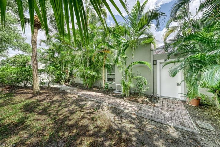 Tropical setting on the side of the home
