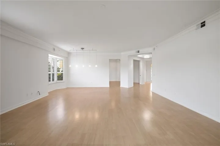 Large Crown Molding and Hardwood Flooring