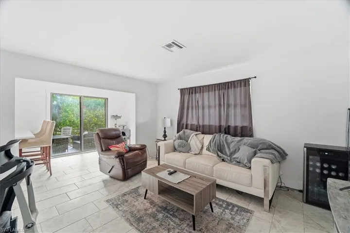 Living area with beverage cooler