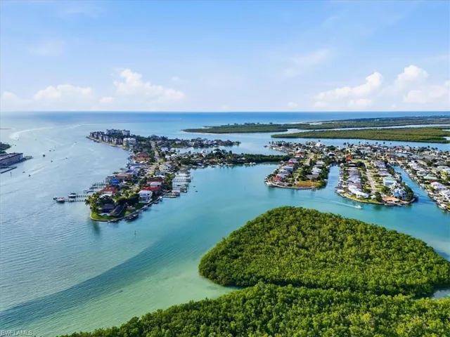 Aerial view of a nearby body of water
