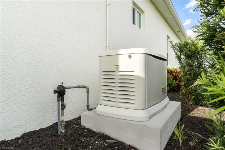 Generac generator supplied by a 500 LB underground propane tank that supplies the outdoor grill.