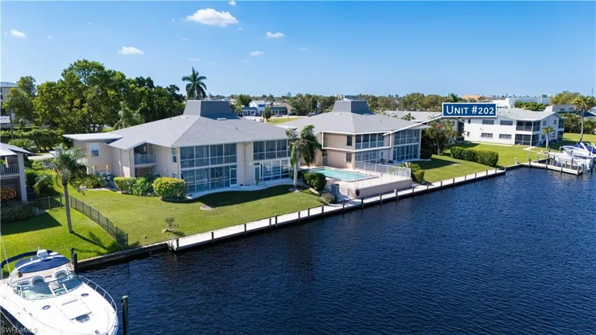 Bird's eye view of a nearby body of water